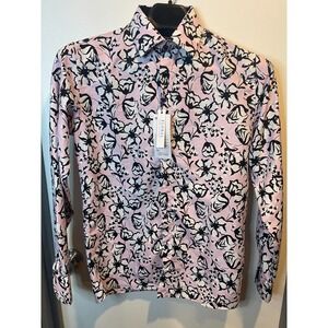 Silver Stone Collection Mens Pink Floral Modern Fit Button Down Shirt NWT